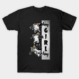 Hay Girl Autism Funny Cow T-Shirt